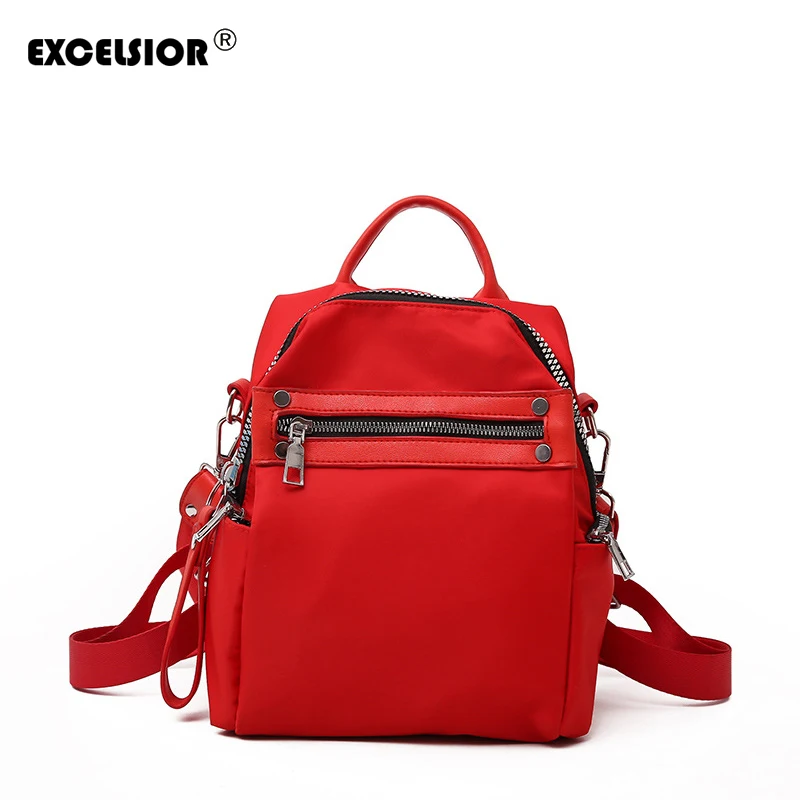 

EXCELSIOR Vintage Nylon Female Backpack Solid Big Capacity School Bags for Gilrs Multi-Use Fashionable Spring Summer Backpack