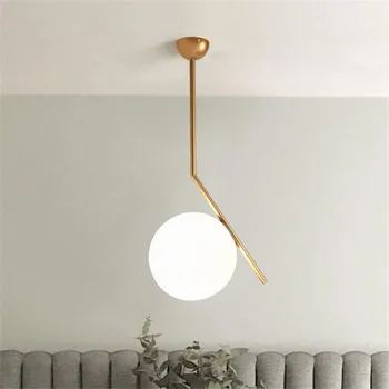 

New Modern Glass Chandeliers For Restaurant Cafe Restaurant Milk White Circle Pendante Colgante Ceiling Fixtures Lustres de Led
