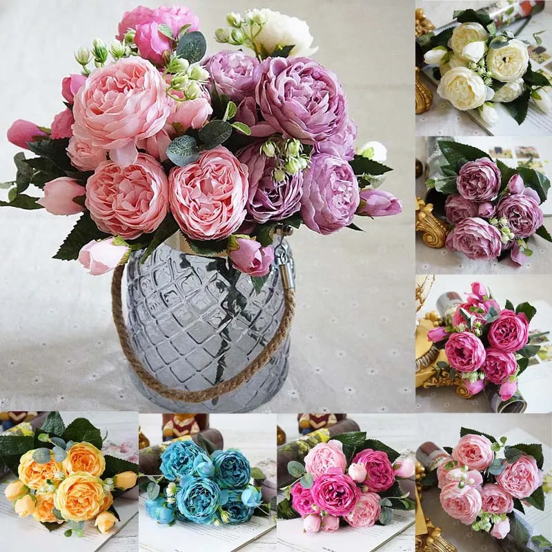 1 Bouquet 5 Heads Artificial Flower Hydrangea Heads Bulk Wedding Party Fine