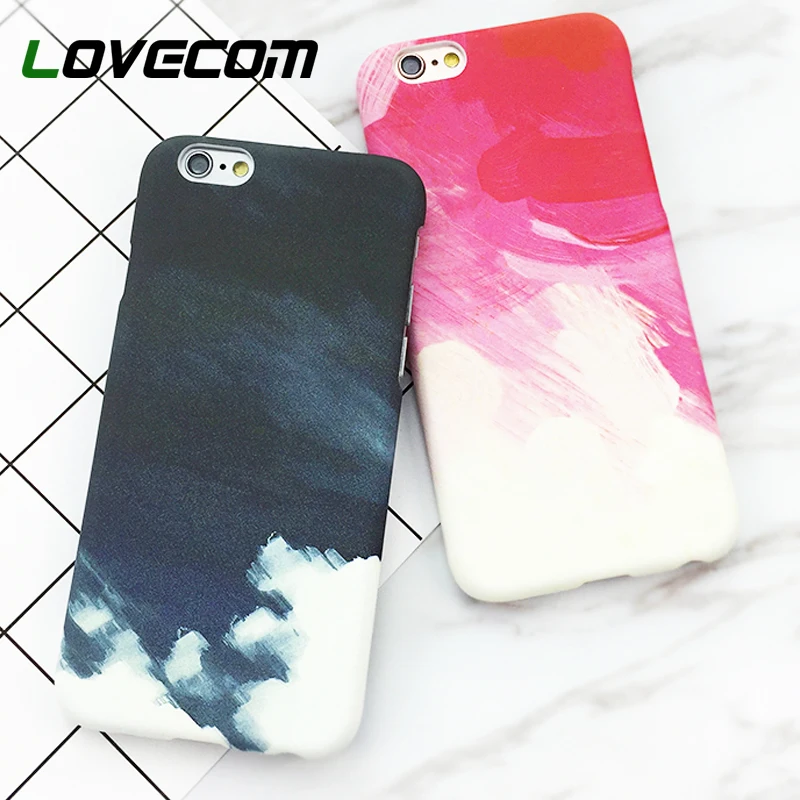 

LOVECOM Black Red Painting Print Mobile Phone Hard PC Back Cover Phone Cases For iPhone 5 5S SE 6 6S 7 8 Plus X Protector