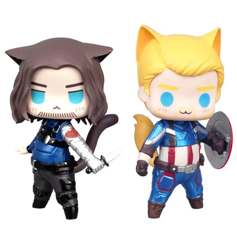 

Cute 8cm Cat Version anime figure Thor Captain America Winter Soldier Loki nendoroid Joker Action Figures Model toy figures