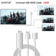 DOITOP Universal USB HDMI Audio Video Cable 8 Pin/Micro USB to HDMI 1080P HDTV Adapter AV Cable For iPhone 8 7 6 Plus Samsung O3