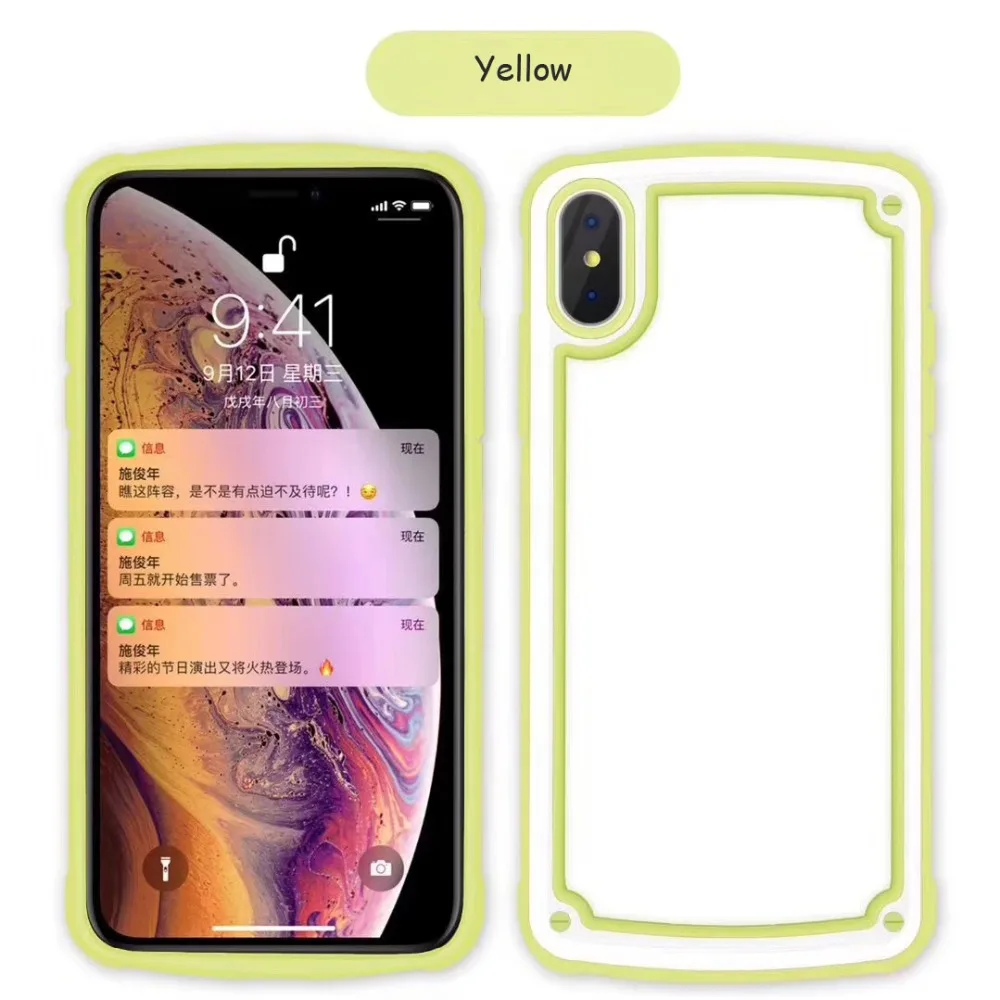 Case For iPhone Xr X Xs Max Cover Korean Candy Color Transparent PC + TPU Shockproof (25)