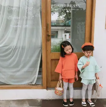 

2019 Korean Style Girls Boys 2 Pcs Set Sweatshirt+Patchwork Pants Autumn Fashion Soft Kids Suits 1-6t PX97