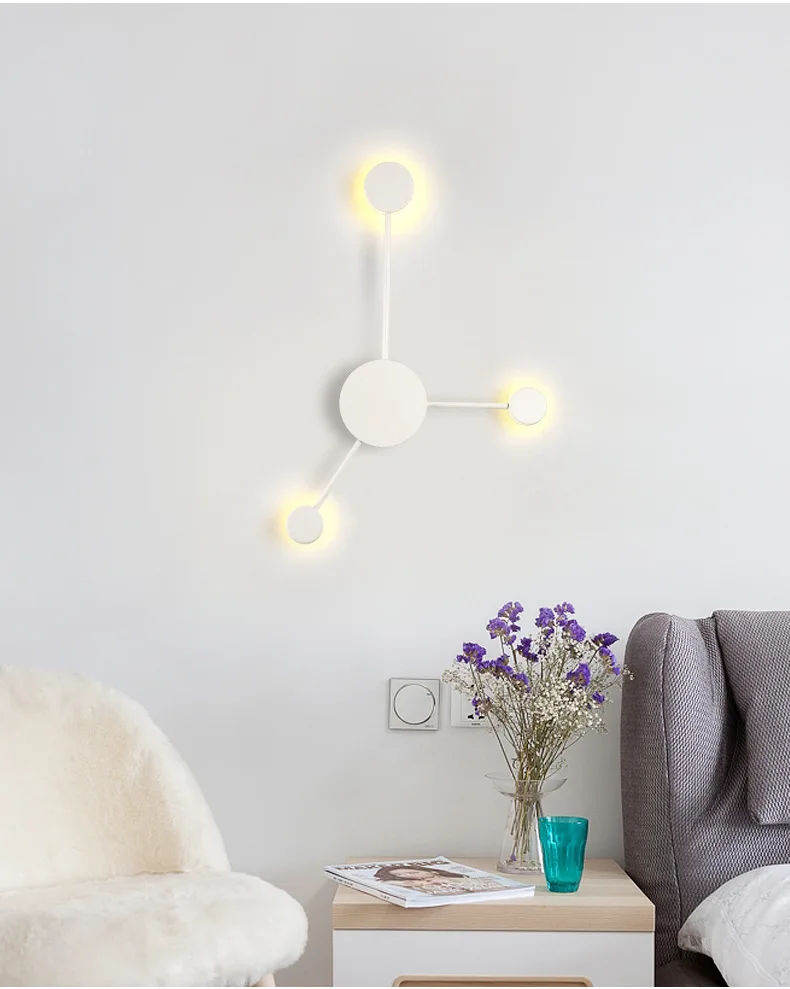 Скандинавские украшения светодиодные настенные лампы для спальни гостиной новые черные прикроватные домашние светильники железные скандинавские светильники