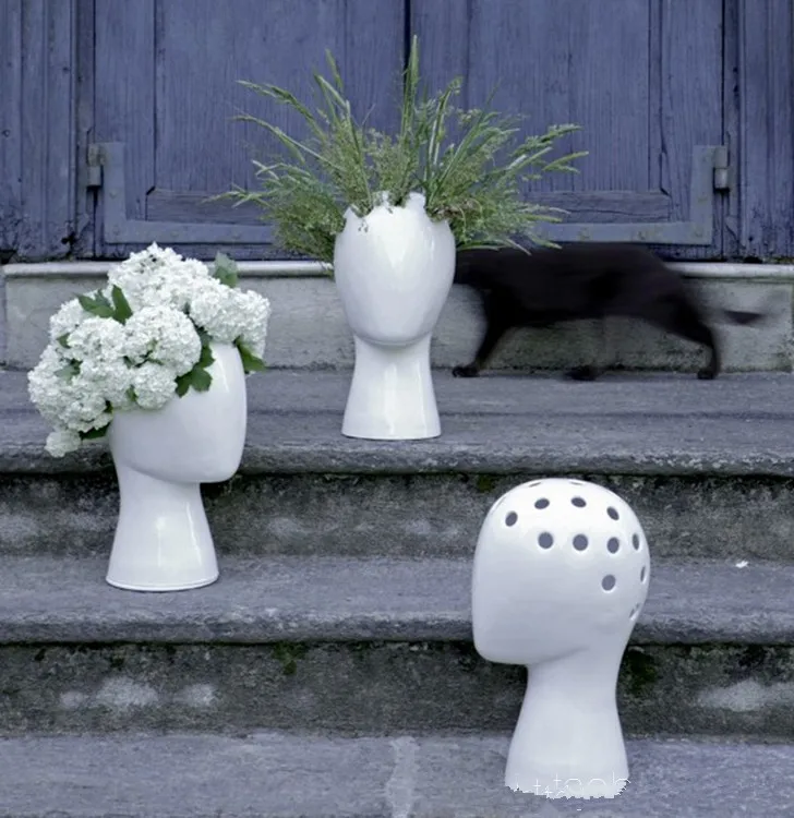 Керамическая ваза скандинавского дизайна креативная Модная белая ваза Свадебный домашний декор Современная фарфоровая ваза фигурная форма головы ваза