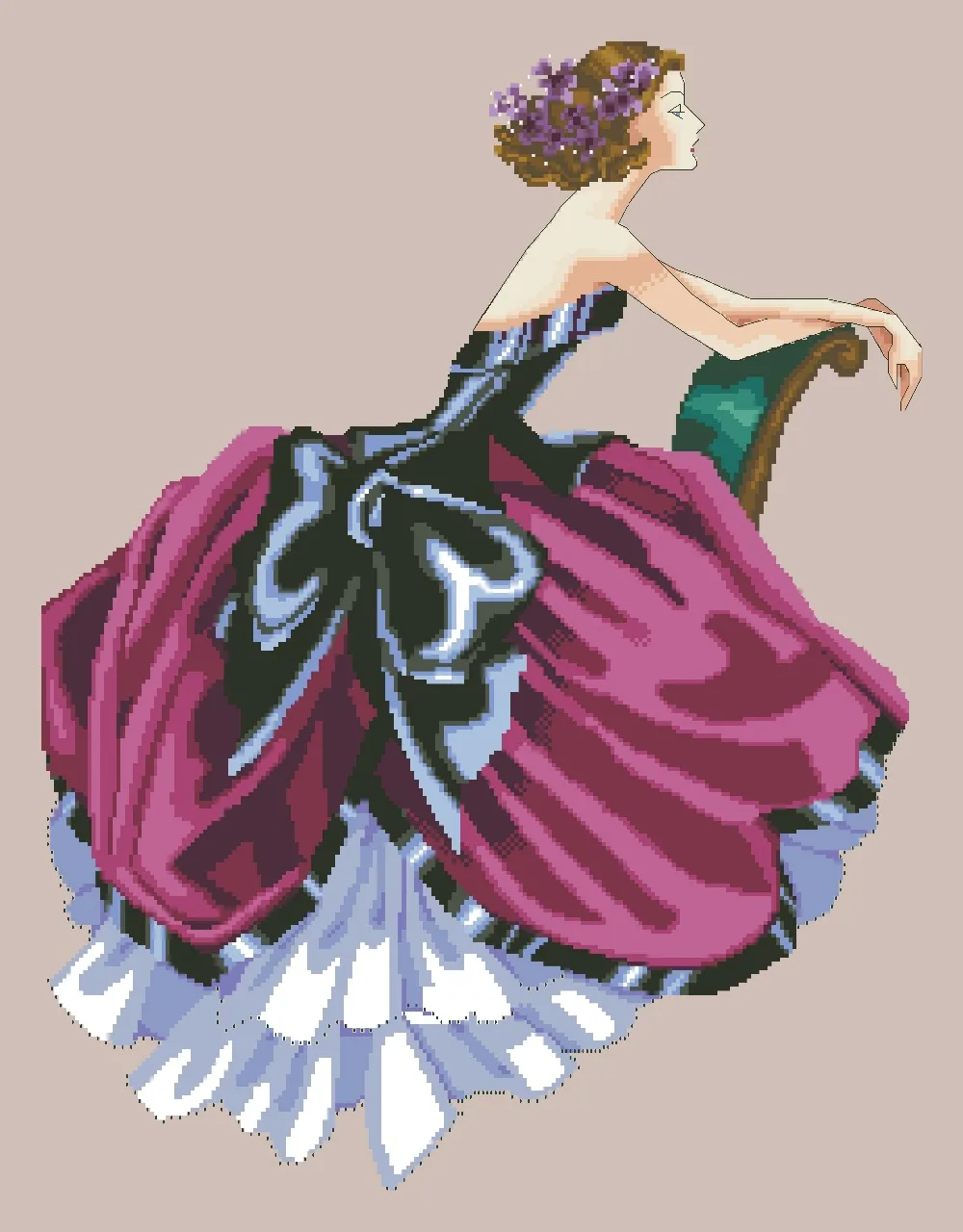 

Fairy lady on chair cross stitch kit people cotton silk thread 18ct 14ct 11ct linen flaxen canvas embroidery DIY needlework