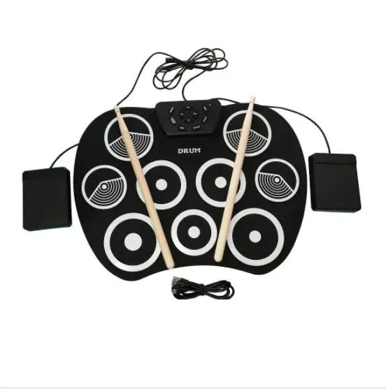 

2019 new hand roll drum roll Roll Up Drum beginner children percussion instrument USB hand roll electronic drum