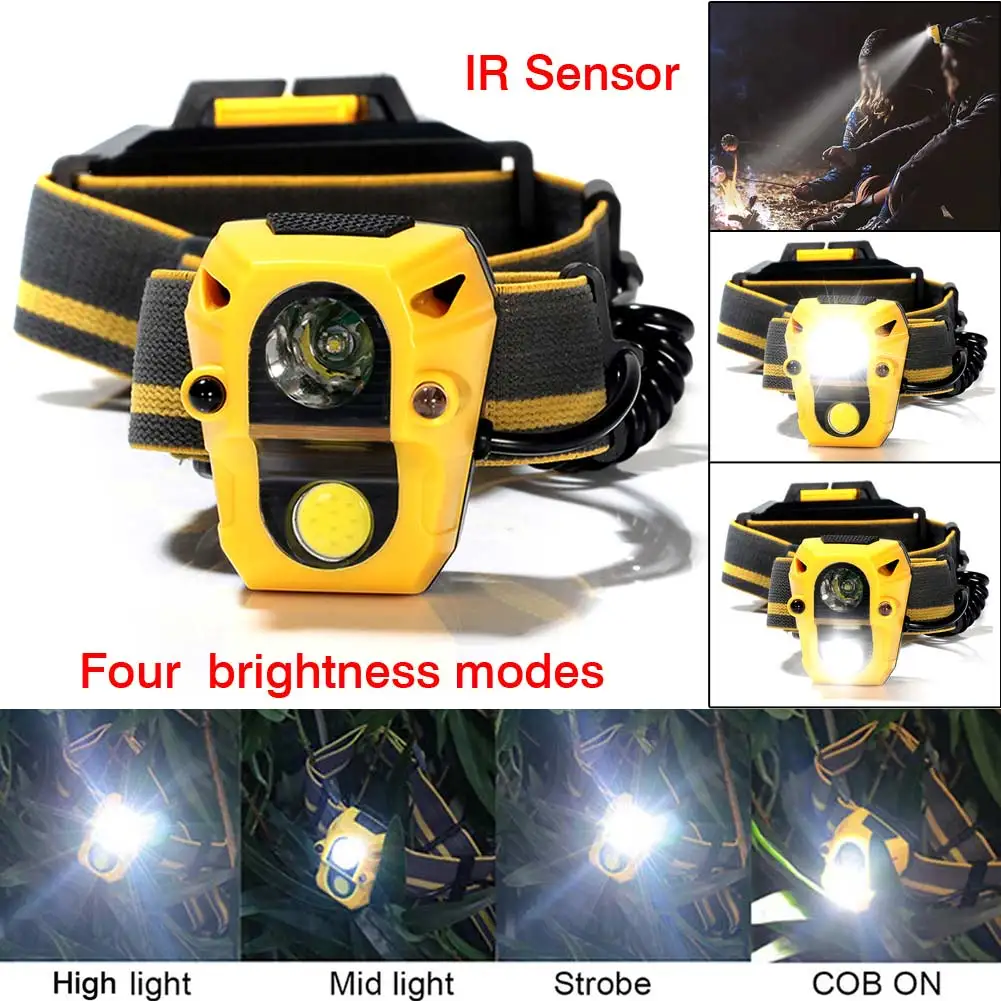 Светильник с 4 режимами яркости, охотничий ИК-датчик 2000LM, налобный фонарь 5 Вт COB XPE, светодиодный светильник на шлем, головной светильник, Повседневный, водонепроницаемый