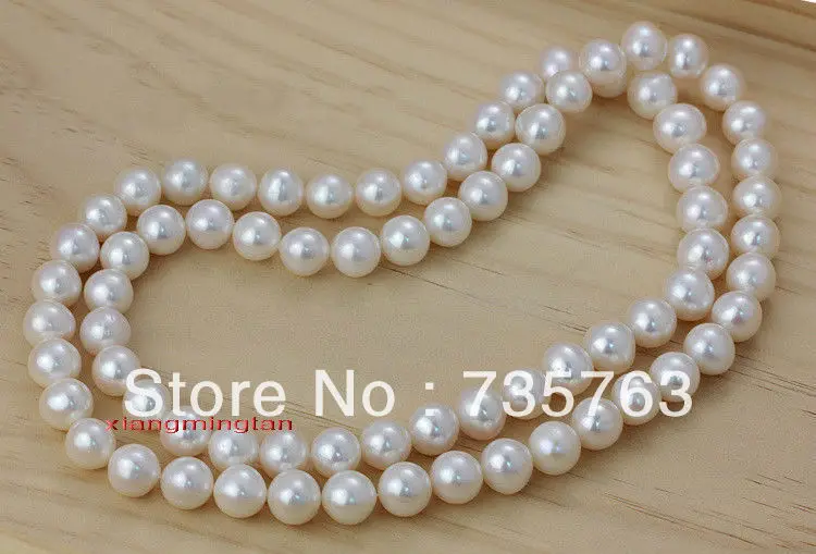 

HOT N97 AAAAA 35"8-9mm REAL south sea white pearl necklace 14KGP
