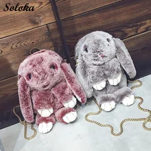 Rabbit Faur Fur Leather Chain Bag Female New Winter Grass Bag Shoulder Bag Rabbit Cute Women Girl Crossbody Bag