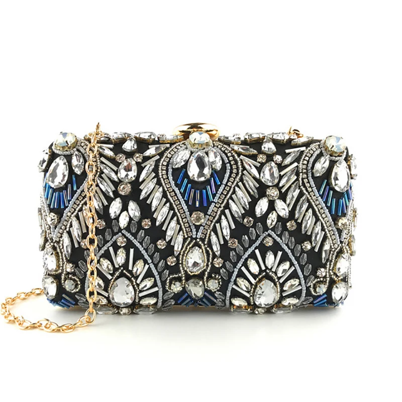 

RURU monkey Women Evening Bags Handmade Pearl Embroidery Diamonds Ceremonial Robe Or Dress Dinner Bags Ultra-light Handbag