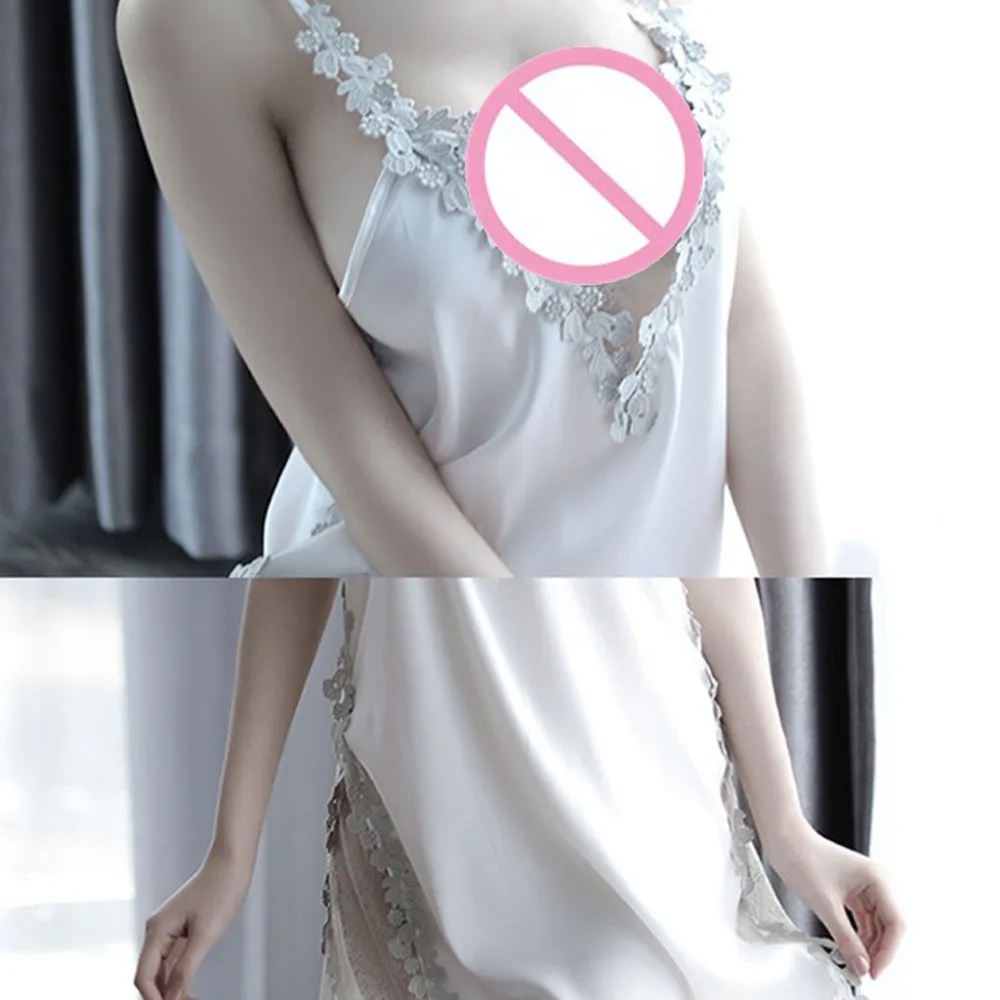 Сексуальное эротичное нижнее бельё, женская пижама Сексуальная мини-платье, прозрачное кружевное открытое Ночное платье H4
