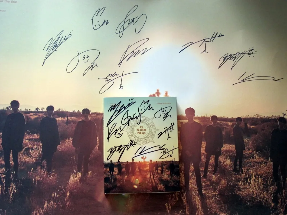Подписанный SF9 autographed mini3rd альбом KNIGHTS OF THE SUN CD + Фотокнига подписанный плакат K POP
