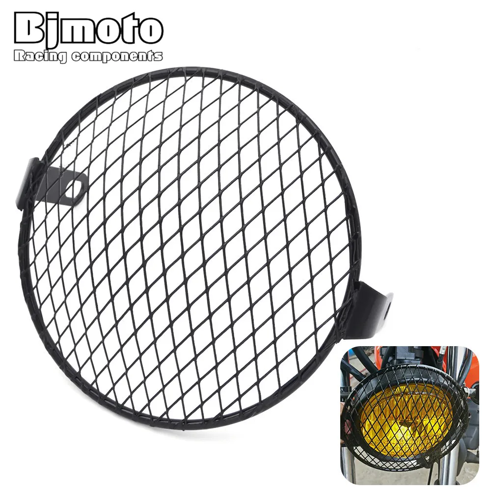 6.5" Black Rhombus Grid Grill Side Mount Headlight Cover Motorcycle
