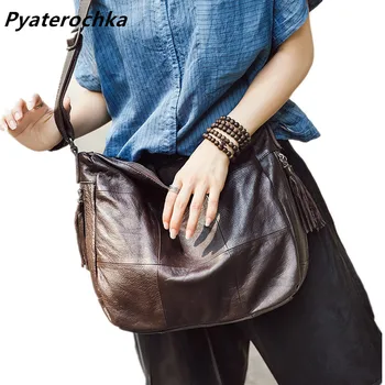 

Pyaterochka Brand Genuine Leather Bag Women Handbags Tassel Fashion Ladies Shoulder Bag 2019 High Quality Luxury Crossbody Bags