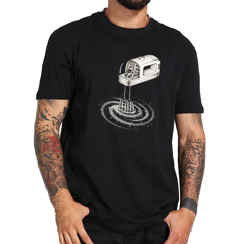 

EU Size 100% Cotton Astronaut Drive Mixer Mix The Galaxy Universe Fashion Personality Pattern T-shirt