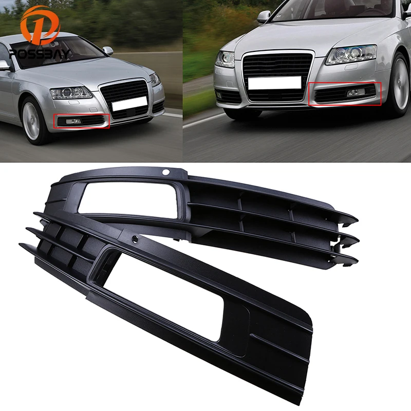 

POSSBAY Front Lower Bumper Grills Fog Light Lamp Grilles Cover for Audi A6 C6 Sedan/Avant 2008-2011 Car-styling