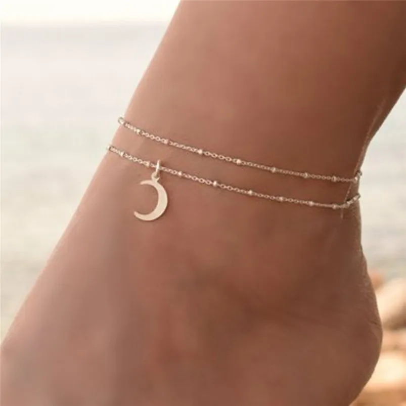 Gold Silver Ankle Bracelet Women Anklet Adjustable Chain Foot Beach chaine cheville femme bracelet cheville argent F01 (1)