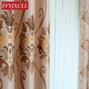 

Custom Made High shading Jacquard Curtains Flower Pattern Curtains for living room Bedroom Kitchen Cortinas Blackout Curtains