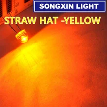 50 шт в наборе, 5 мм(4,8 мм) соломенная шляпа Светодиодный желтый светильник Цвет светодиодный лазерный диод/5 мм желтый Цвет светодиодный излучающий диод