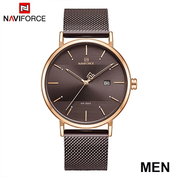 NAVIFORCE Пара часы Элитные кварцевые мужские часы Для женщин простые наручные часы для мужской и женский, водонепроницаемый, подарок для влюбленных часы - Цвет: CoffeeMen