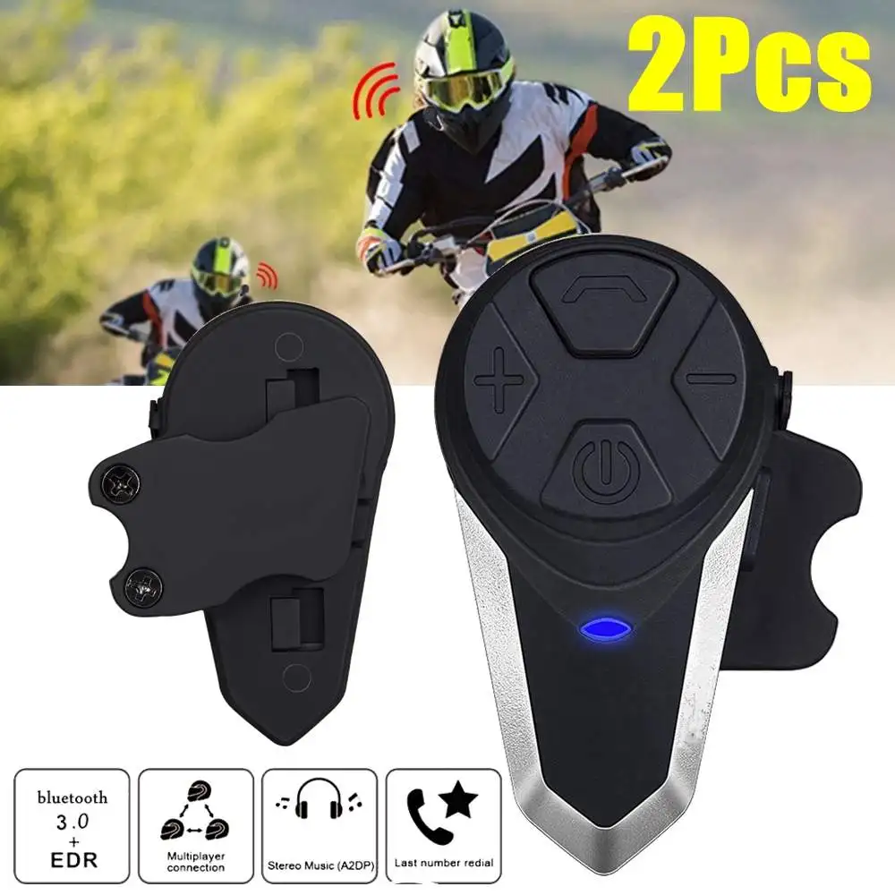 

NEW 2Pcs BT-S3 Motorcycle Helmet Intercom Moto Helmet bluetooth Headset Waterproof Intercomunicador BT Interphone FM