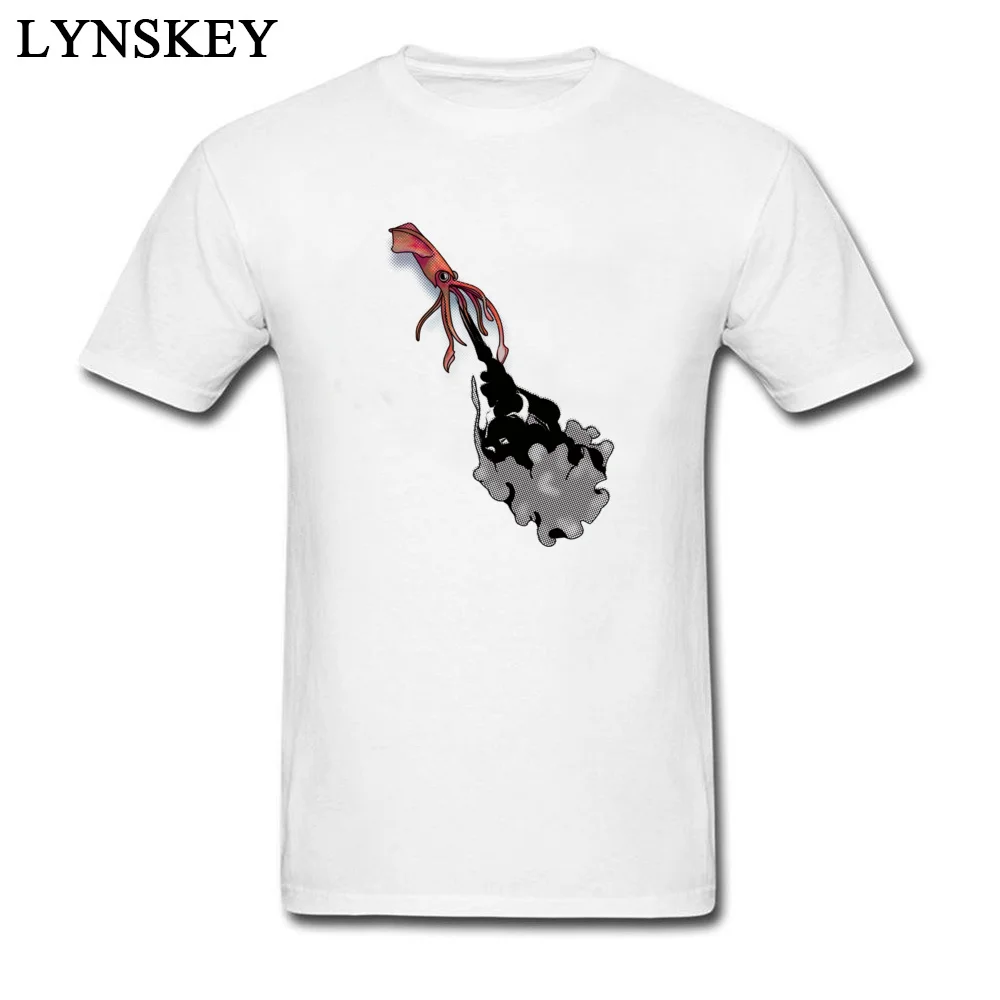 Big Size XXL Mens T Shirt Novelty Design ROCKET SQUID T Shirts Cool