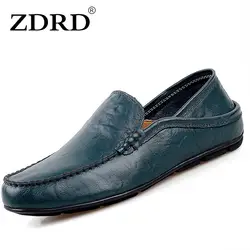 ZDRD 2018 для мужчин кожаные туфли кожа мужчин's повседневное мужчин удобные мужчин носить обувь мокасины на плоской подошве