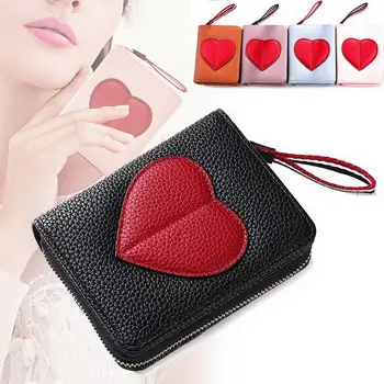 

Heart Shape Zipper Wallet for Women PU Leather Short Purse with Card Slots Best Sale-WT
