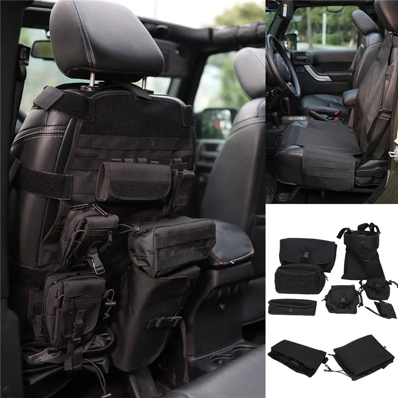 9pcs Front Seat Cover Roll Cage bag Saddlebag For JEEP Wrangler Multi-Pockets Storage bag JK Organizers Cargo Bag sway bar
