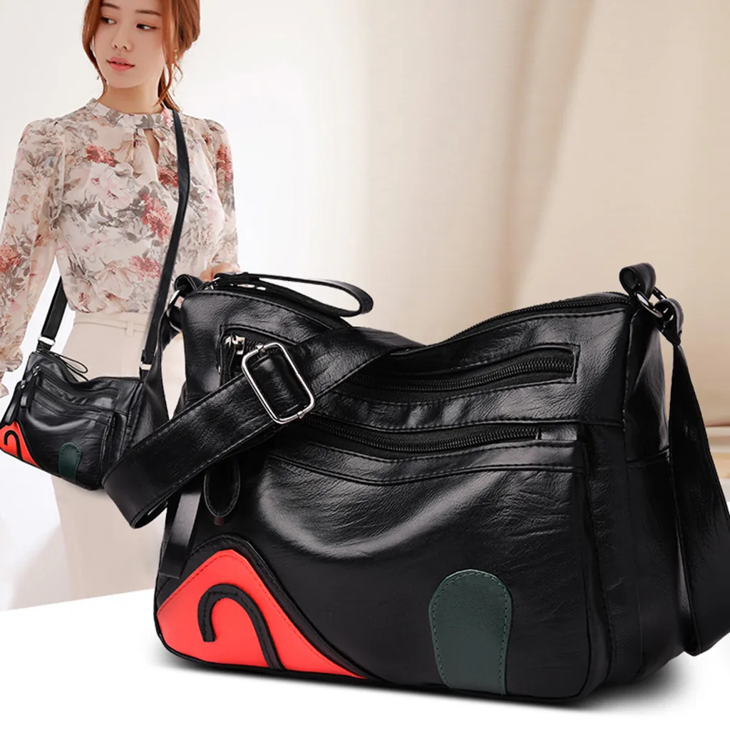 

Women Casual Solid Color PU Leather Wild Pouch Female Totes Ladies Black Messenger Bag Cross Body Handbags schoudertas dames