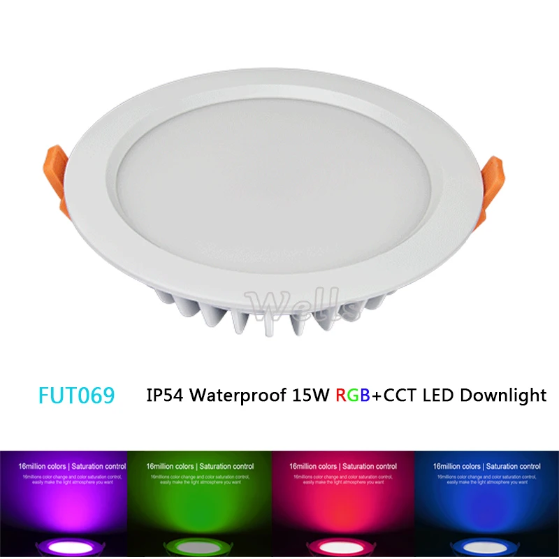 FUT069 умный 15 Вт RGB + CCT круглый светодиодный светильник с регулируемой яркостью IP54