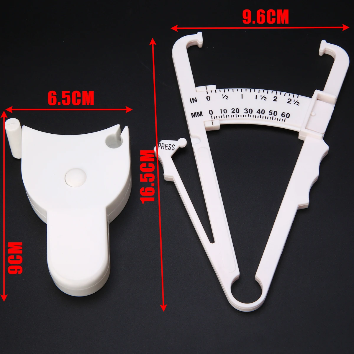 2Pcs/Set White PVC Body Fat Caliper Measuring Tape Tester Lightweight Fitness Lose Weight Equipmnet For Body Building