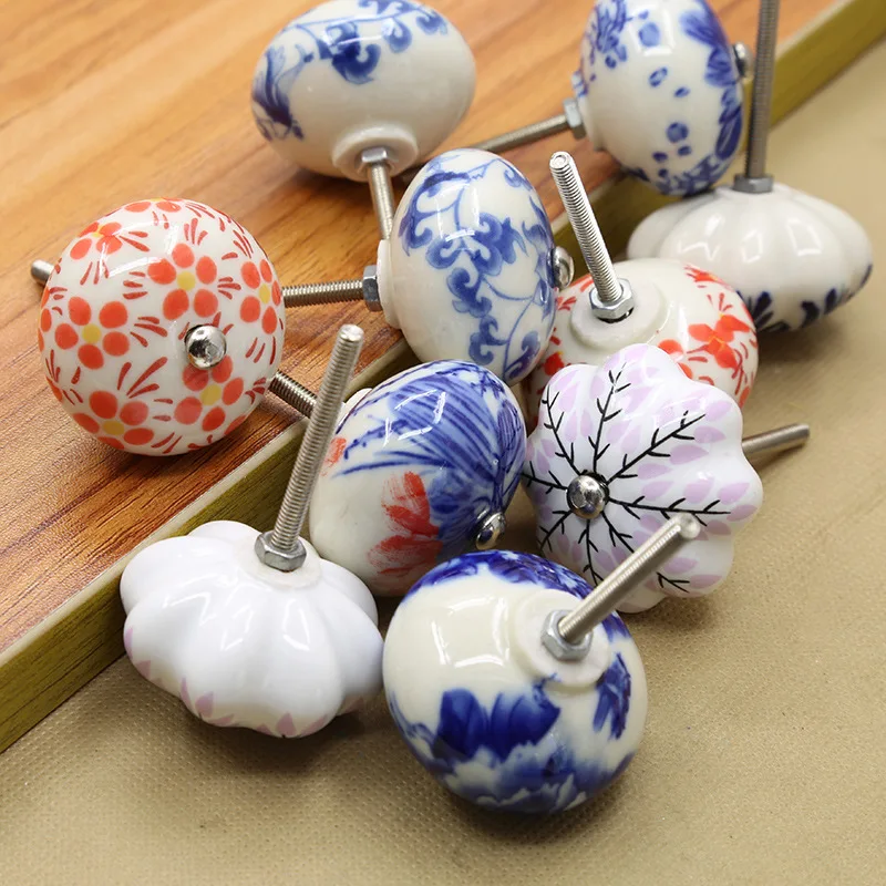 

New Arrival Ceramic China Blue and White Porcelain Cabinet Handle and Pulls Furniture Hardware Handle and Knobs 7A2275