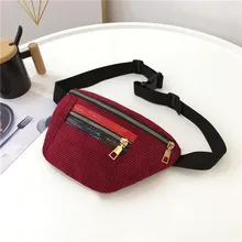 Поясная Сумка Женская мода Девушка хит цвет молния вельвет мессенджер heuptas dames bolsa cintura menina banano de cintura
