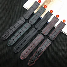 Высокое качество, ремешок для часов из натуральной кожи, Зеленый силиконовый ремешок для часов Hublot, мужской ремешок 25*19 мм для большого взрыва, мужской ремень с логотипом Fusion