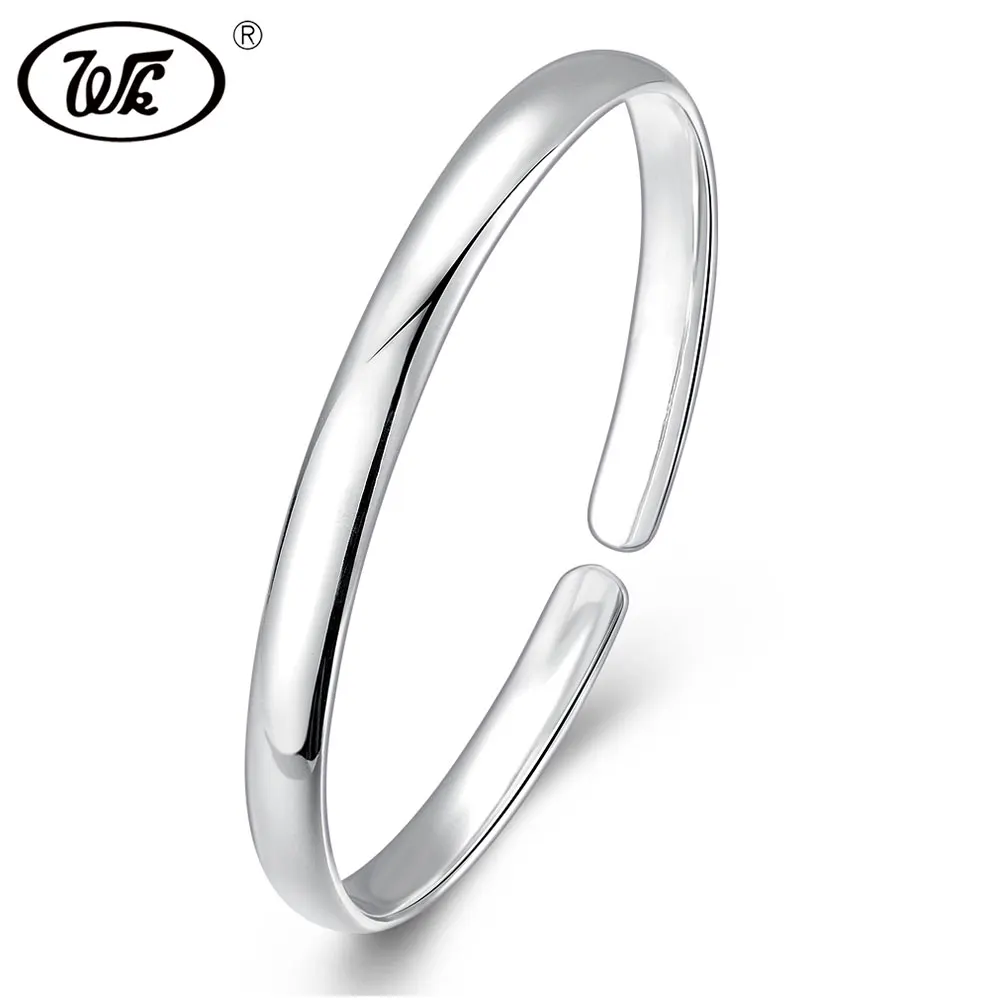 

WK HOT 925 Sterling Silver Bracelet Women Glossy Hand Bracelets For Girls Hand Chain Jewelry Dropshipping Wholesale 4W NHY04