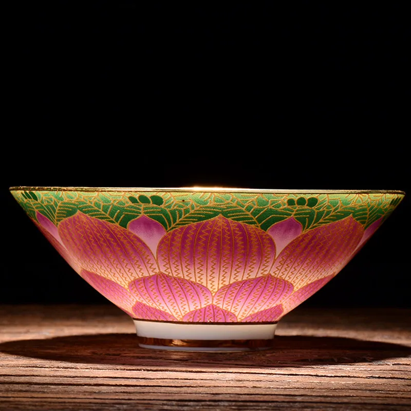 

Ceramic Lotus Tea Cup Hand Painted Small Personal Peony Flower Cup Enamel Tea Cup Crafts Drinkware Accessories