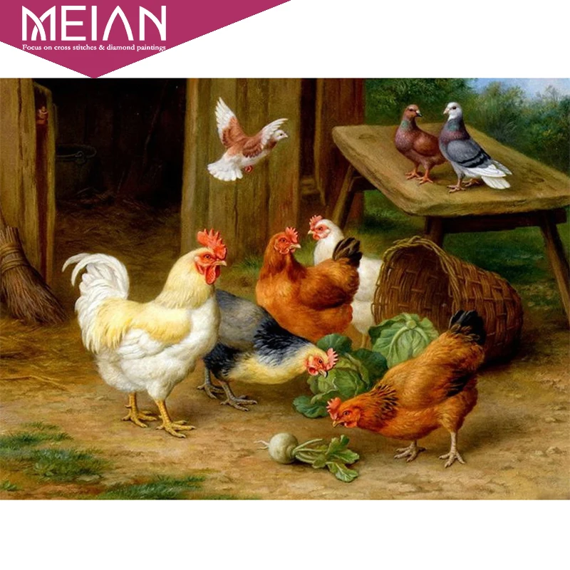 Meian Алмазная вышивка животных &quotКурица&quot 5D алмазная живопись крестом мозаика