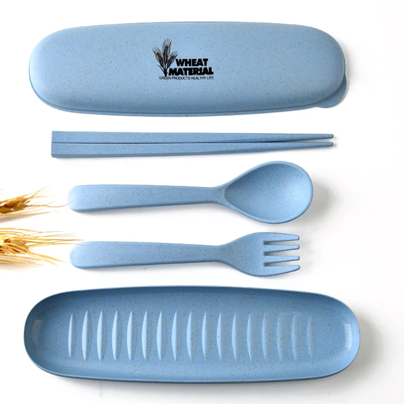 

New Dinnerware Sets Wheat Straw Tableware Set Environmental Biodegradable Travel Portable Cutlery Set Dinner Set Child Tableware