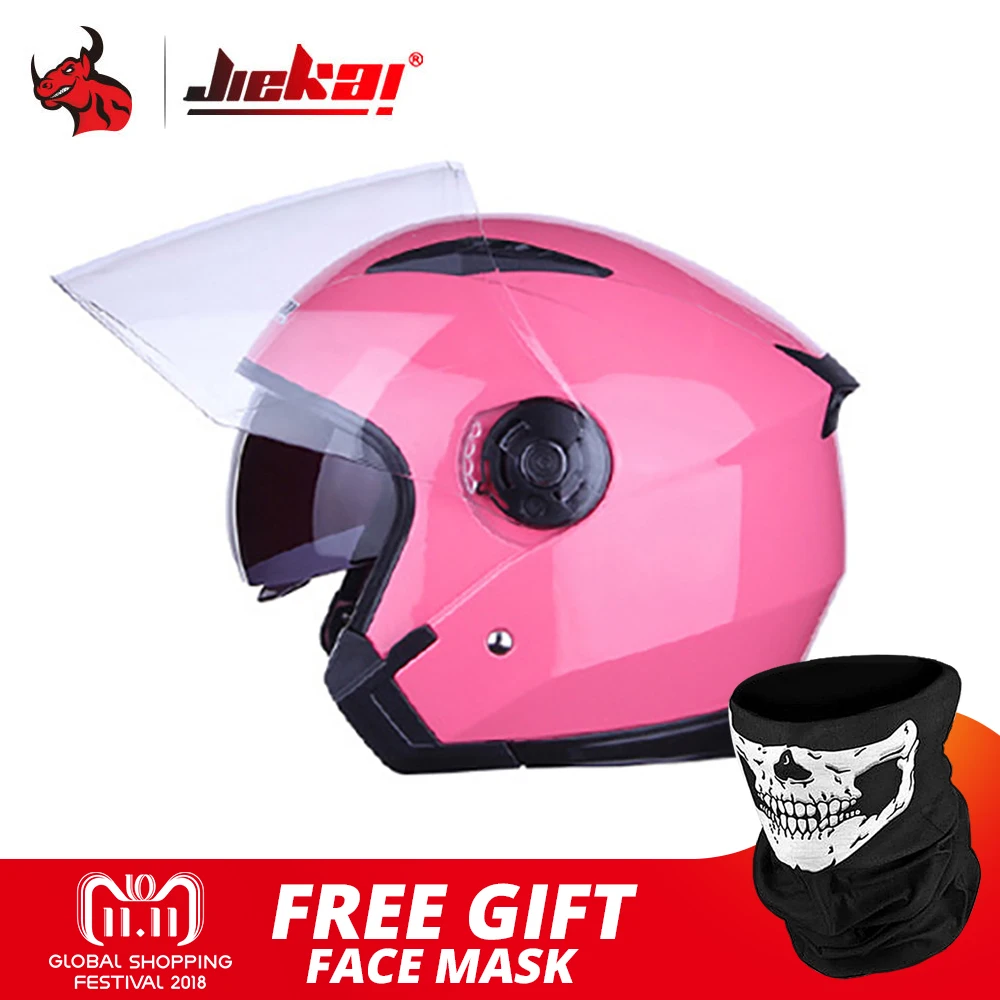 Мотоцикл Jiekai шлем откидной двойной козырек Мото шлем Capacete Para Motocicleta Cascos Para Moto Capacetes для мужчин и женщин - Цвет: Розовый