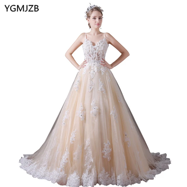 Champagne Lace Wedding Dress