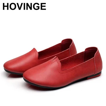 

HOVINGE Women Handmade genuine Leather shoes women Moccasins Loafers Soft Leisure Flats Female Driving Casual Footwear