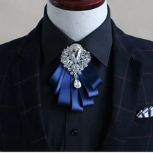 Роскошный Британский стиль полосатый галстук-бабочка джентльмен свадебные ювелирные кристаллы бабочка