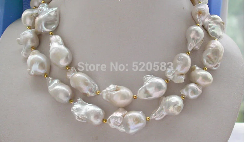 

33" 28mm BAROQUE WHITE KESHI REBORN PEARL NECKLACE