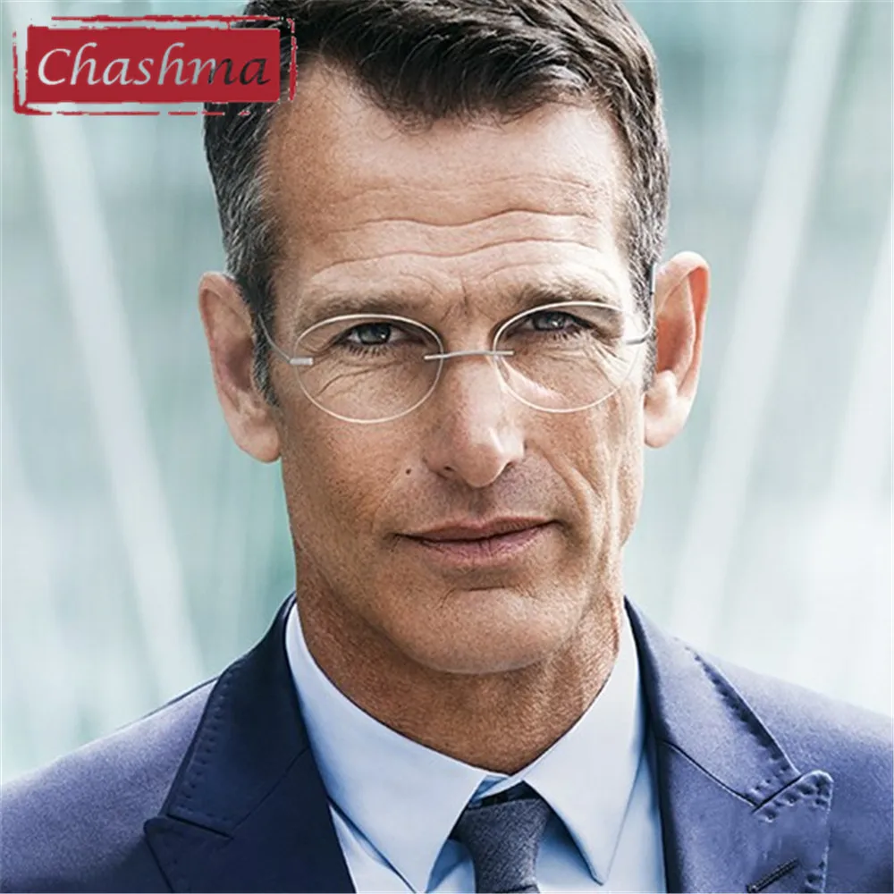 Брендовые женские и мужские титановые очки без оправы Chashma легкие модные для