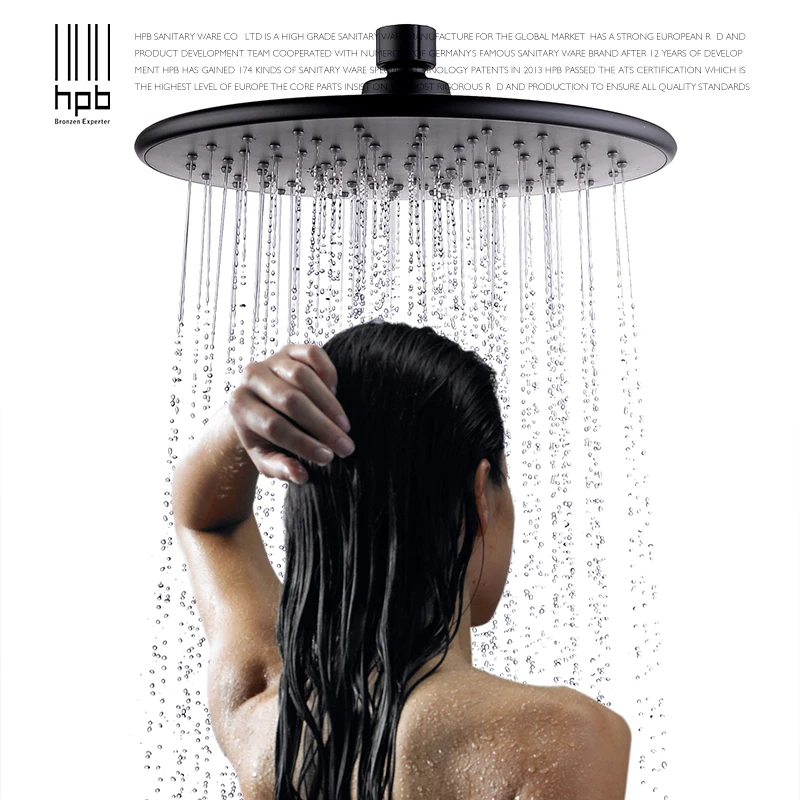 HPB Matte Black 230*230mm 9 inch Round ABS Plastic Shower Head