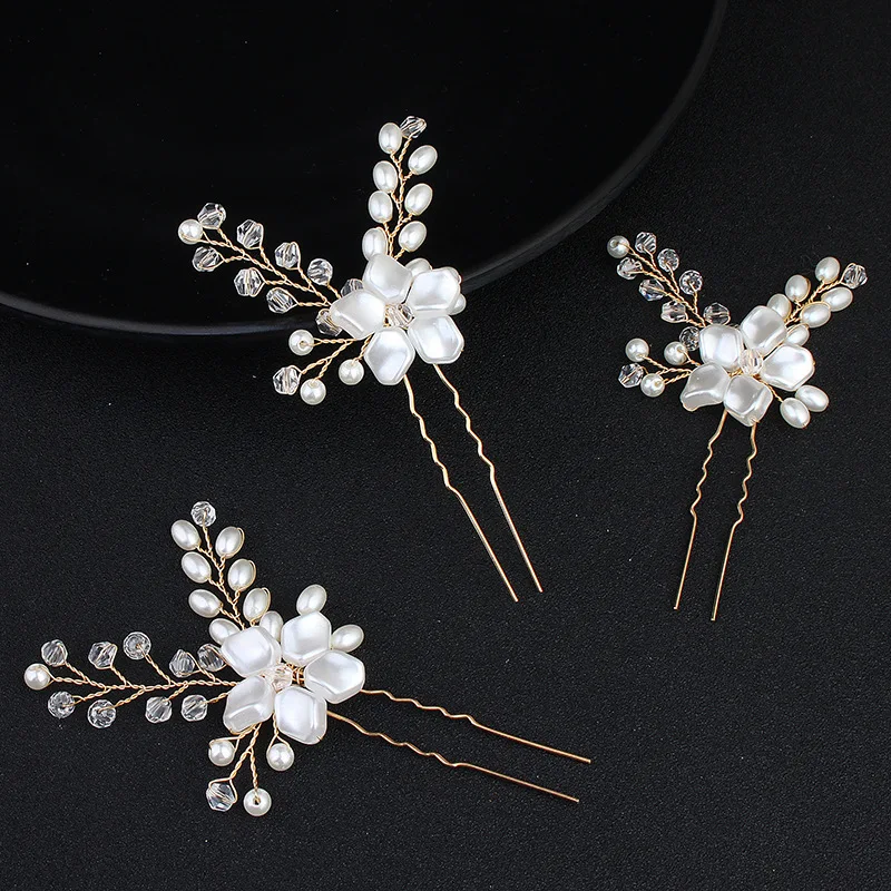 Dower me Handmade Pearls Floral Bridal Hair Pins Piece ...