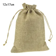 12x17 см пользовательские рекламные джутовый шнур подарочные упаковочные пакетики для украшений стильная натуральная Мешковина с пеньковая веревка шнурок многоразовые